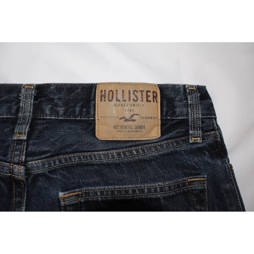 Hollister Mens Jeans 30x30 Dark Wash Button Fly Straight Leg Blue Denim